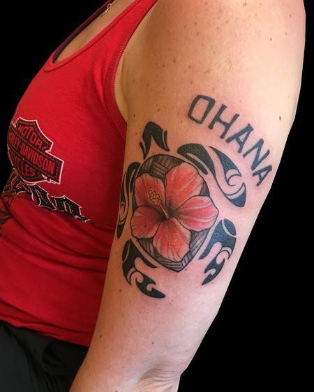 Tattoos - Polynesian Turtle/ Hibiscus - 117079